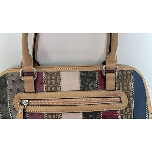 Giani Bernini Med Tote Bag Multi-Color Patchwork Striped Shoulder Bag Purse - Picture 11 of 16